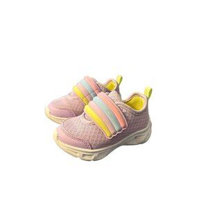 Carters Lilac Slip On Light Up Sneakers Shoes Hook Loop Pastel Rainbow Size 5